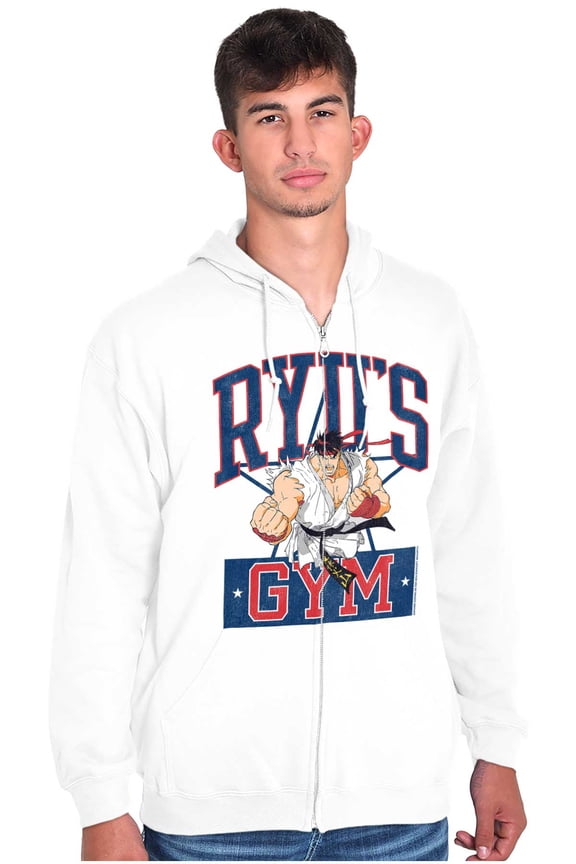 Street Fighter Ryu's Gym Workout Zip Hoodie Sweatshirt Men Brisco Brands X