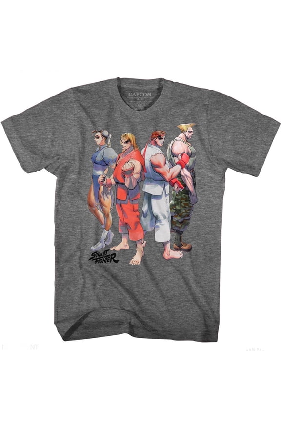 Street Fighter Sf2 Lineup Graphite Heather Adult T-Shirt