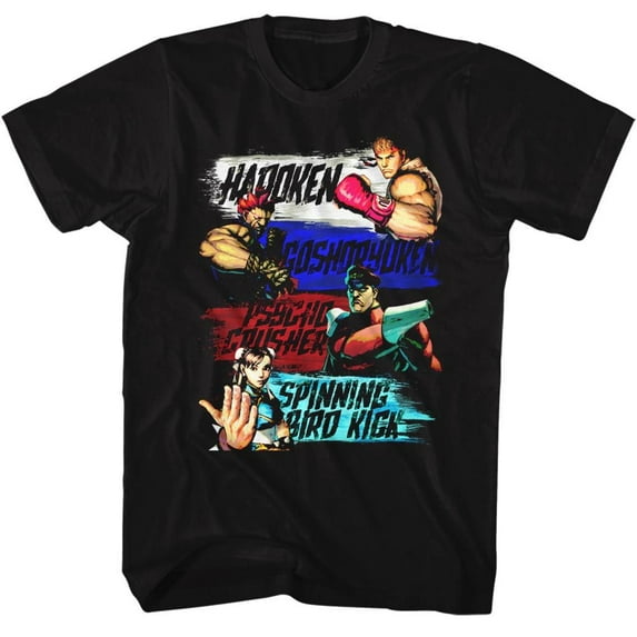 Street Fighter Show Me Your Moves Black Adult T-Shirt 2Xlt