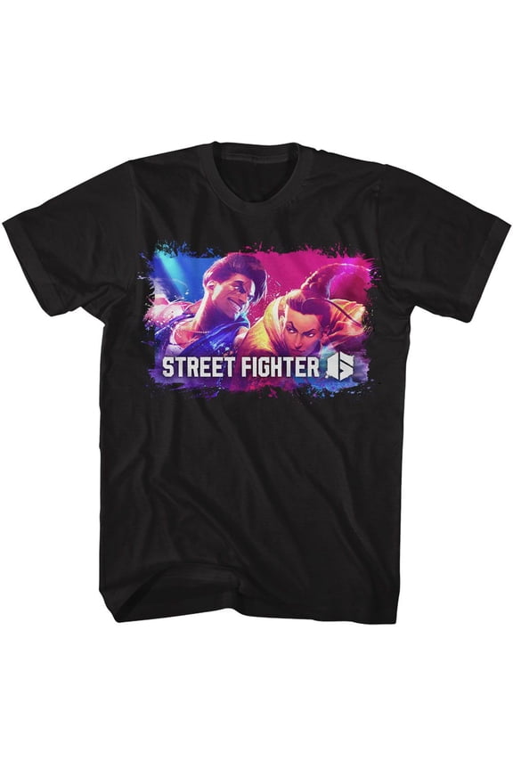 Street Fighter Splatter Box Black Adult S/S Tshirt S