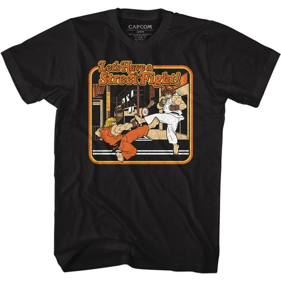 Street Fighter Storybook Style Black Adult T-Shirt 3Xlt