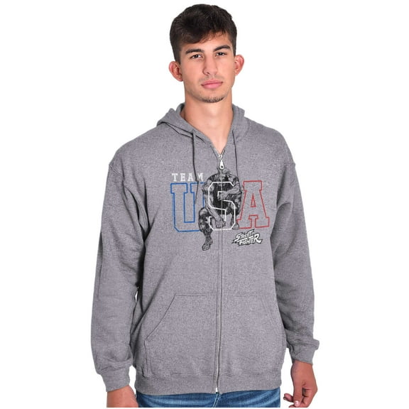 Street Fighter Americana Video Game Unisex Plus Size Zip Hoodie Brisco Brands 5X
