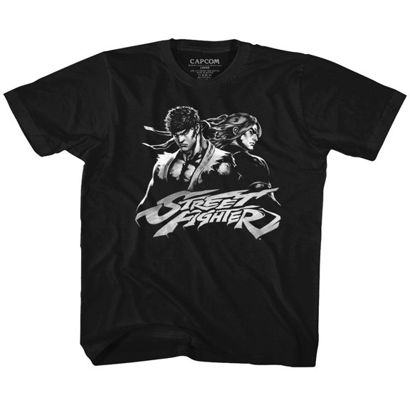 Street Fighter Two Dudes Black Youth T-Shirt Xl (18-20)