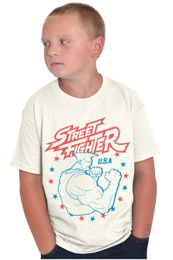 Street Fighter USA American Guile Boys Kids T Shirt Tees Tops Teen Brisco Brands S