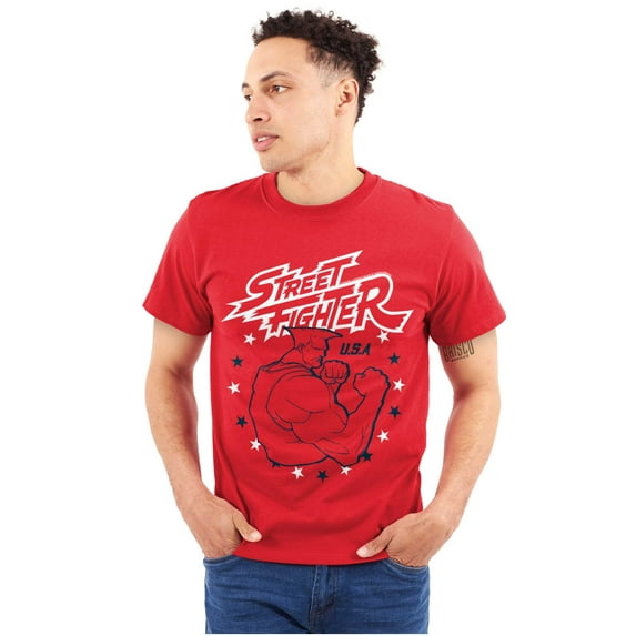 Street Fighter USA American Guile Men Big & Tall Graphic Tee Brisco Brands 2X