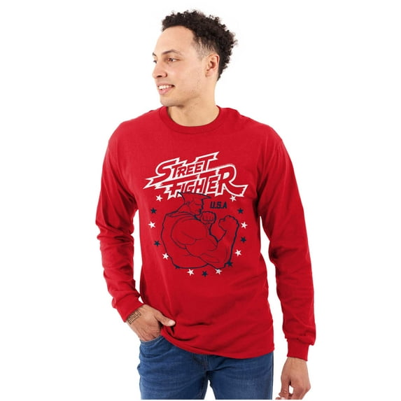 Street Fighter USA American Guile Men's Long Sleeve Tee T Shirt Brisco Brands S