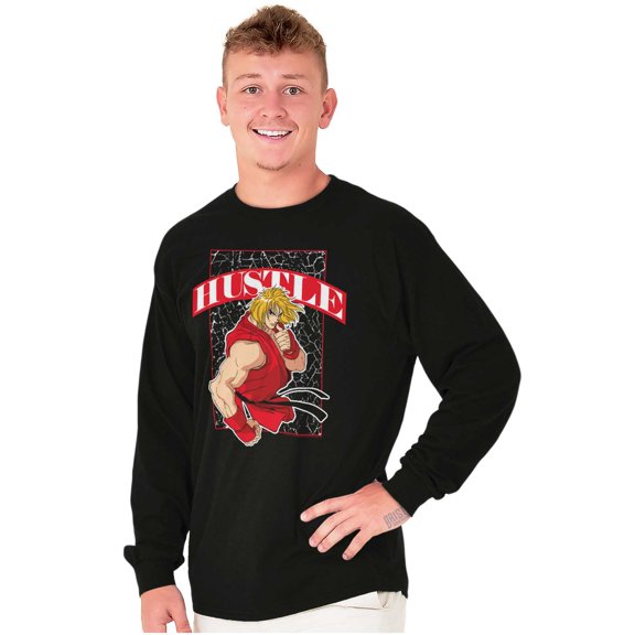 Street Fighter Video Game Ken Hustle Plus Size Long Sleeve Graphic Tee Shirt Brisco Brands 2X