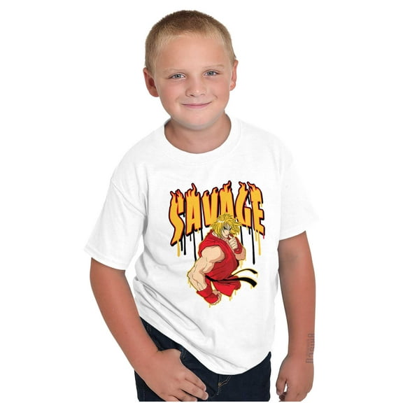 Street Fighter Video Game Ken Savage Crewneck T Shirts Boy Girl Teen Brisco Brands S