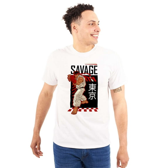 Street Fighter Video Game Ryu Savage Men's Graphic T Shirt Tees Brisco Brands S