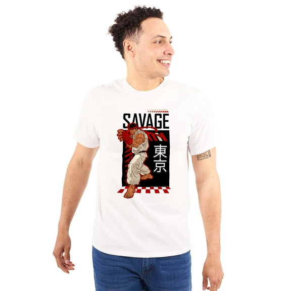 Street Fighter Video Game Ryu Savage Men's Graphic T Shirt Tees Brisco Brands S