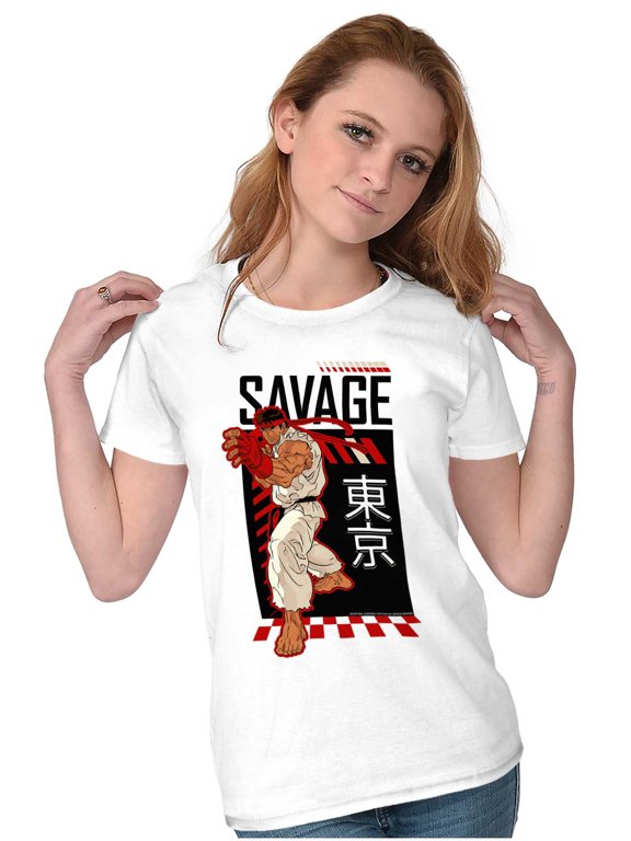 Video Game Ryu Savage Womens Slim Fit Graphic Tee Brisco Brands X