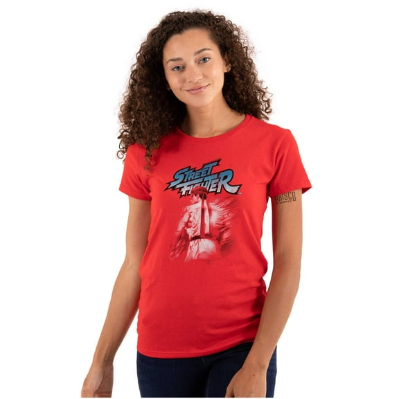 Street Fighter Video Gamer 90s Ryu Women's T Shirt Ladies Tee Brisco Brands S