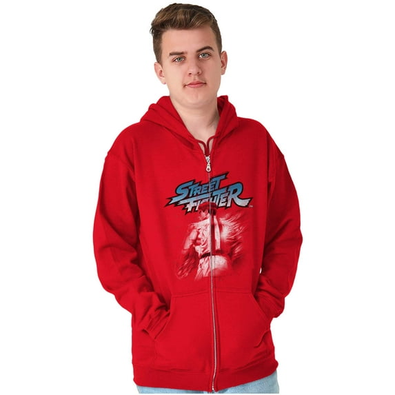 Street Fighter Video Gamer 90s Ryu Zip Up Hoodie Men's Women's Brisco Brands M