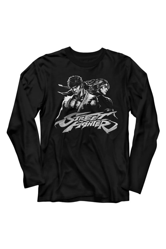 Street Fighter Two Dudes Black Long Sleeve T-Shirt
