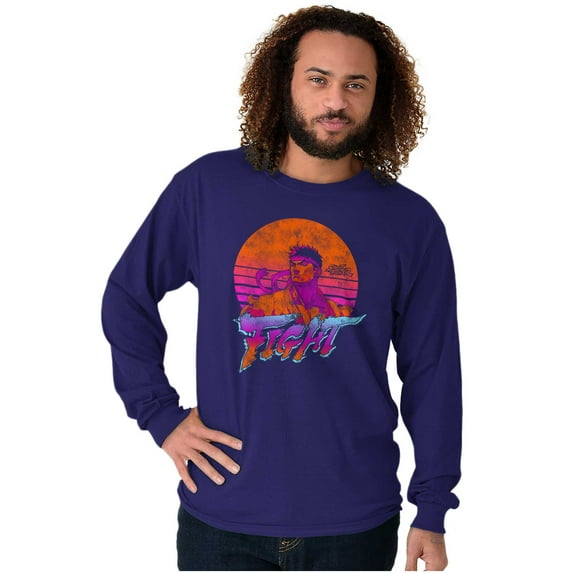 Street Fighter Vintage Ryu Sunset Long Sleeve TShirt Men Women Brisco Brands S