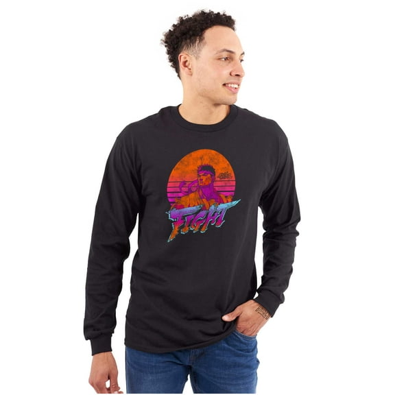 Street Fighter Vintage Ryu Sunset Long Sleeve TShirt Men Women Brisco Brands X