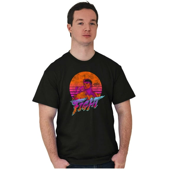 Street Fighter Vintage Ryu Sunset Men's Graphic T Shirt Tees Brisco Brands 3X