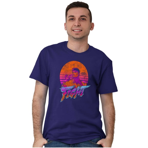 Street Fighter Vintage Ryu Sunset Men's Graphic T Shirt Tees Brisco Brands 4X