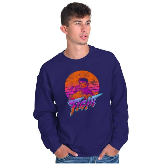 Street Fighter Vintage Ryu Sunset Sweatshirt for Men or Women Brisco Brands S