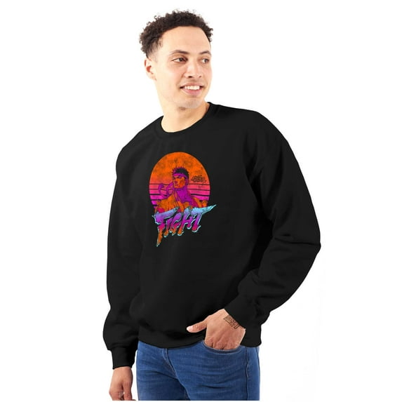 Street Fighter Vintage Ryu Sunset Sweatshirt for Men or Women Brisco Brands S