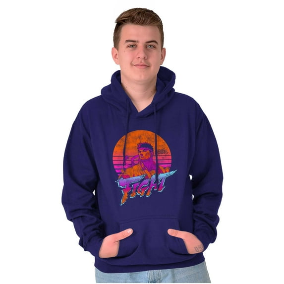 Street Fighter Vintage Ryu Sunset Unisex Plus Size Hoodie Brisco Brands 4X