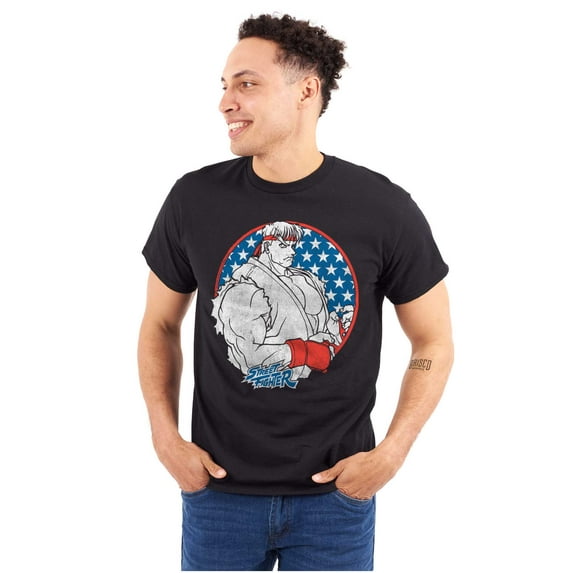 Street Fighter Vintage Video Game Men's Big & Tall Crewneck Graphic Tee Brisco Brands 3X