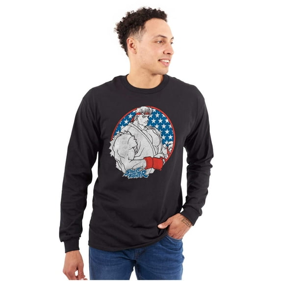 Street Fighter Vintage Video Game Men Big & Tall Long Sleeve Tee Brisco Brands 2X