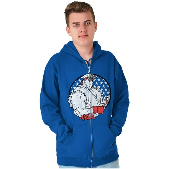 Street Fighter Vintage Video Game Men Big & Tall Zip Hoodie Brisco Brands 2X