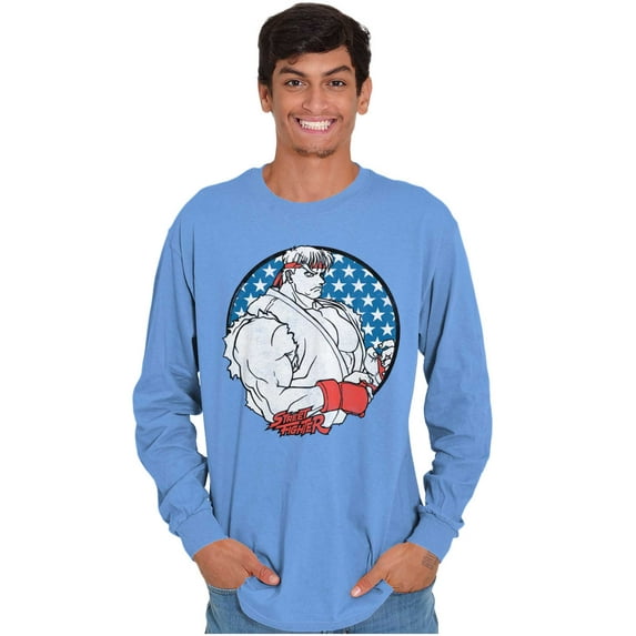 Street Fighter Vintage Video Game Men's Long Sleeve Tee T Shirt Brisco Brands S