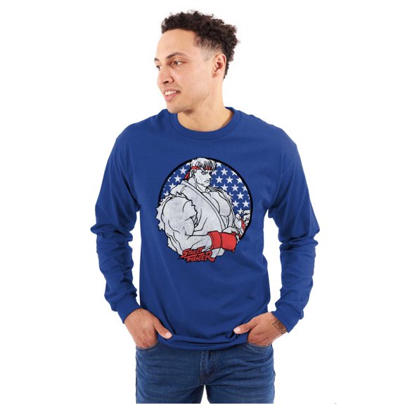Street Fighter Vintage Video Game Men's Long Sleeve Tee T Shirt Brisco Brands S