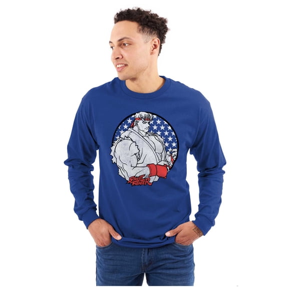 Street Fighter Vintage Video Game Men's Long Sleeve Tee T Shirt Brisco Brands X