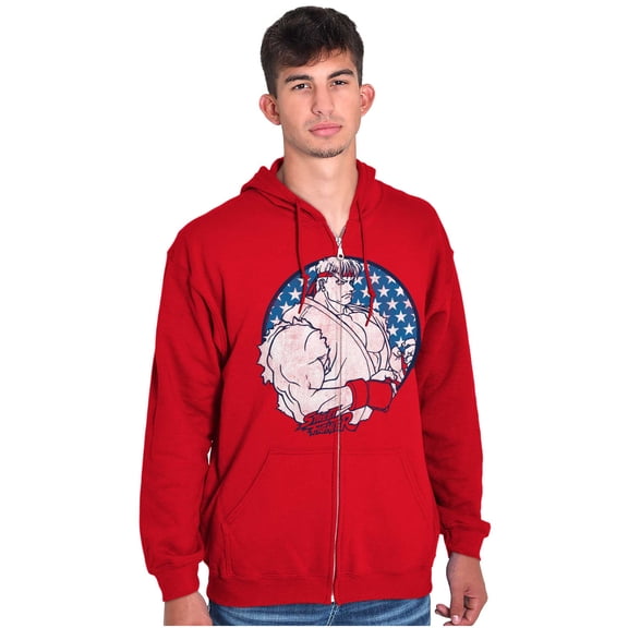 Street Fighter Vintage Video Game Zip Hoodie Sweatshirt Men Brisco Brands M
