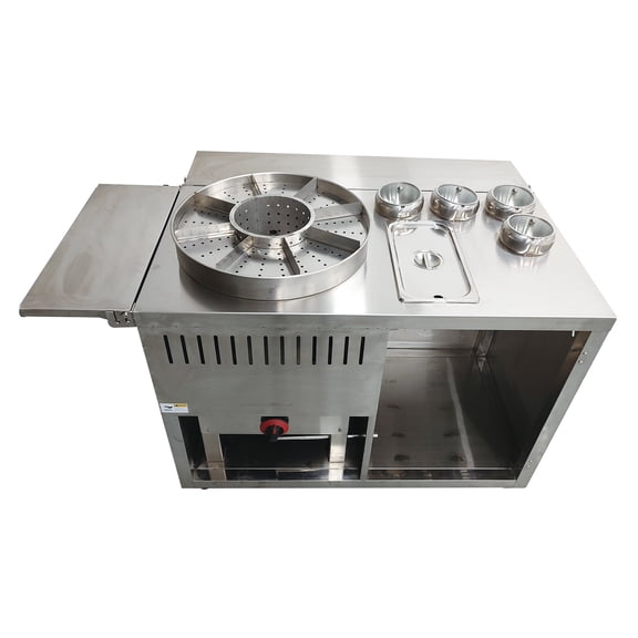 Street Food Cart Multi-purpose Liquefied Gas Cooking Cart 27L Capacity 9 Pot for Beef Offal/Kanto Cooking