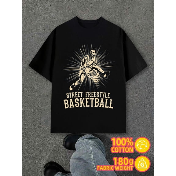Street Freestyle Basketball men's black 180G 100% Cotton Hip-hop street style Fashion Unisex Shirt Graphic tshirts Unique Design Unisex Shirt Graphic tshirts