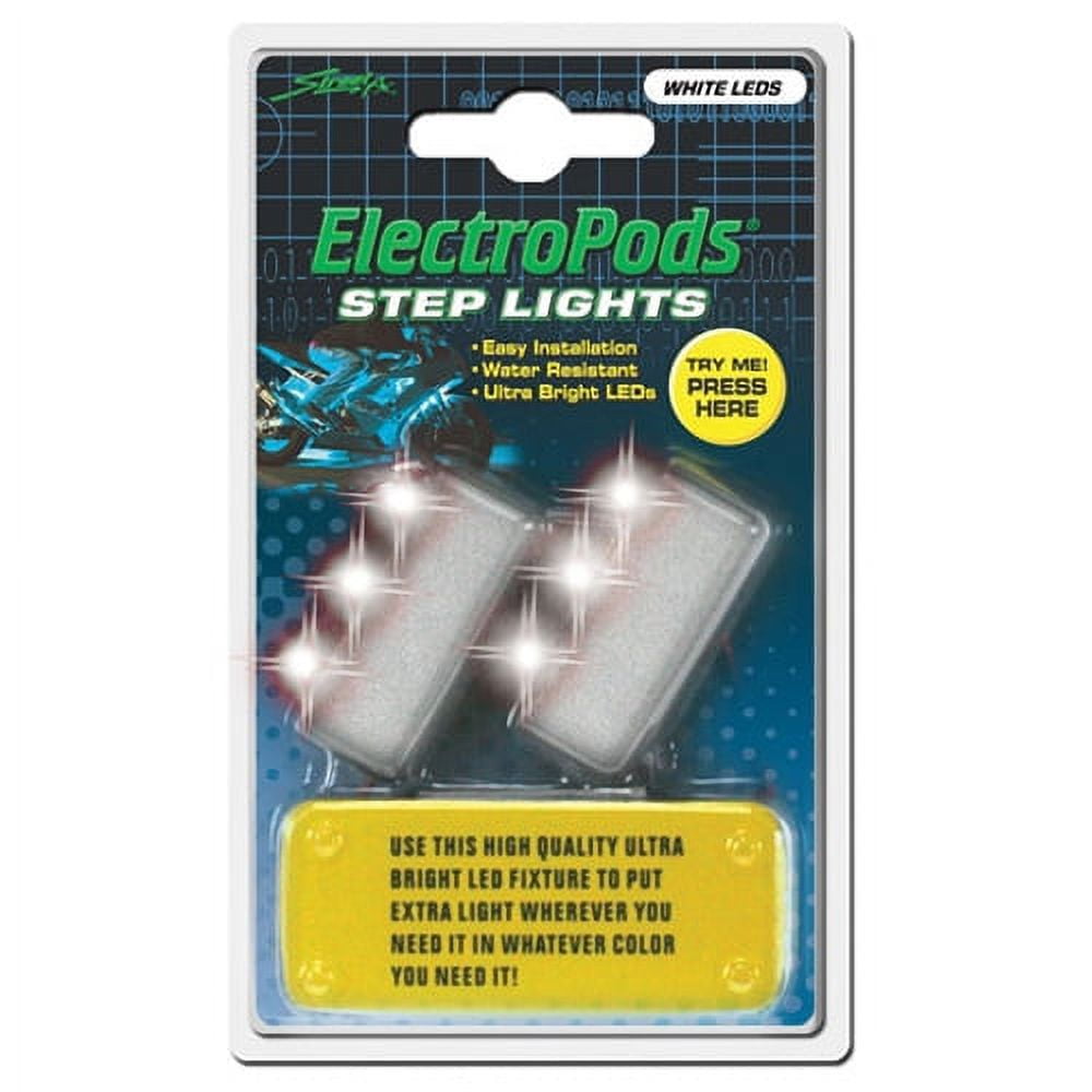 Street Fx 1043192 Electropods White Chrome Motorcycle Try Me Step Light