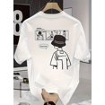 thumbnail image 1 of Street Graphic Print, Round Neck Short Sleeve Casual Top with Asymmetrical Hem, All-Season Comfort, Youth & Young Adult Casual Wear, Cartoon Back Print, Durable Everyday Shirt, 1 of 11