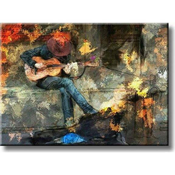 Street Guitar Player Art Picture on Stretched Canvas, Wall Art Décor, Ready to Hang