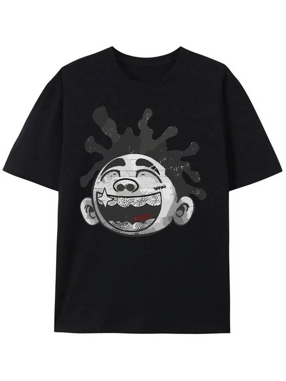 Street Harajuku Fashion Big Head Pattern Printed Short Sleeve T-Shirt