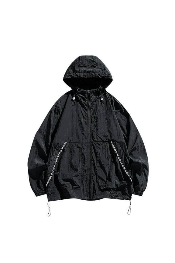 Street Hooded Jackets Men Spring Summer Windbreaker Loose Coats Thin Jacket Sun protection