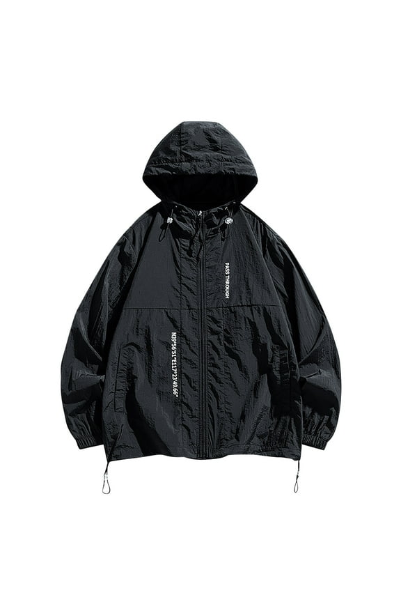 Street Hooded Jackets Men Spring Summer Windbreaker Loose Coats Thin Jacket Sun protection