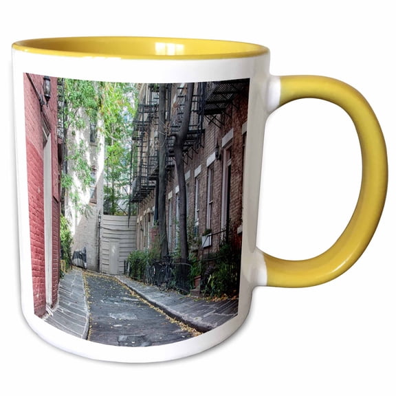 3drose, Street in Greenwich Village, Nyc, 11oz Two-tone Yellow Mug