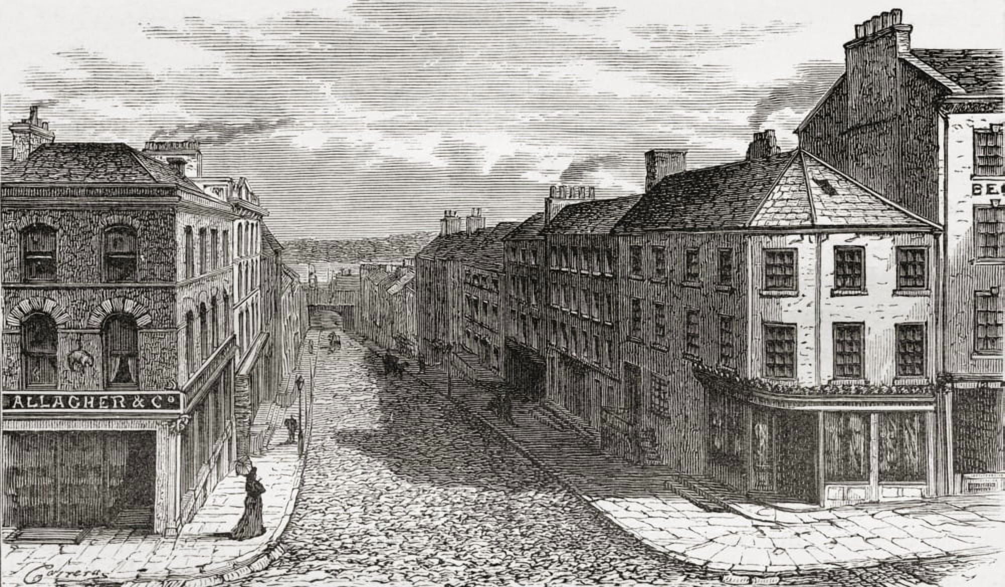Street In Londonderry Northern Ireland In The Late 19Th Century From Our Own Country Published 1898 Canvas Art - Ken Welsh Design Pics (19 x 11)