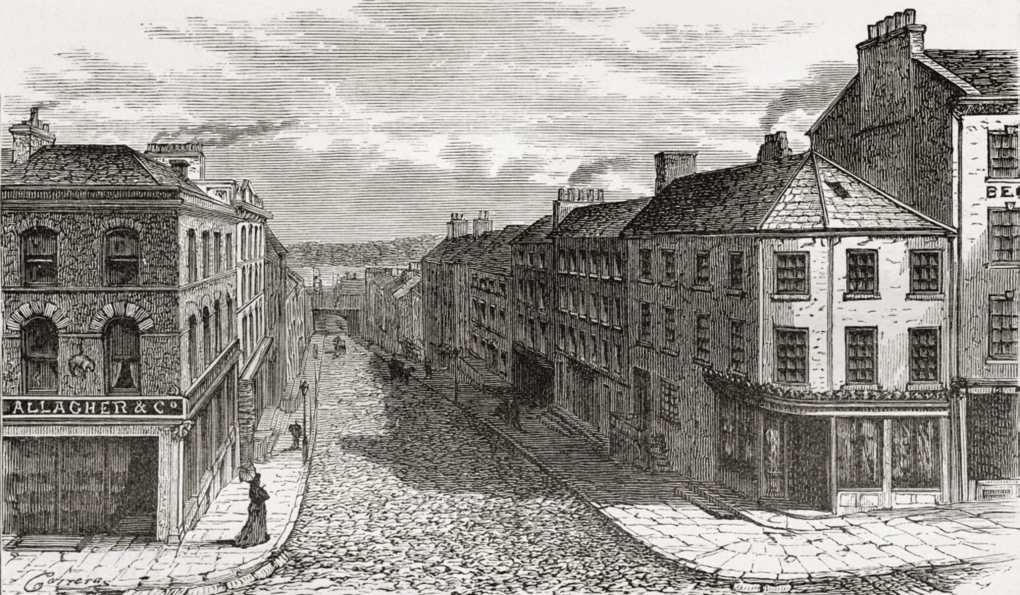 Street In Londonderry Northern Ireland In The Late 19Th Century From Our Own Country Published 1898 Canvas Art - Ken Welsh Design Pics (38 x 22)