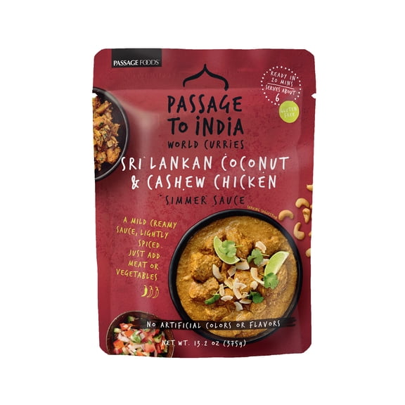 Passage to India Sri Lankan Coconut & Cashew Chicken Simmer Sauce, 13.2 oz, Glass Jar
