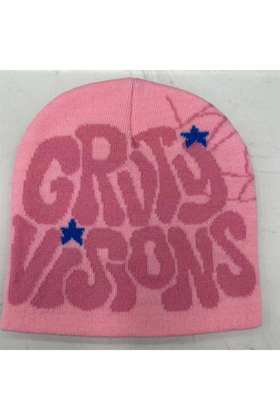 Street Knitted Hat Autumn Winter Unisex Jacquard Letter Warm Trendy Hip Hop Yarn Pullover Beanie Trendy