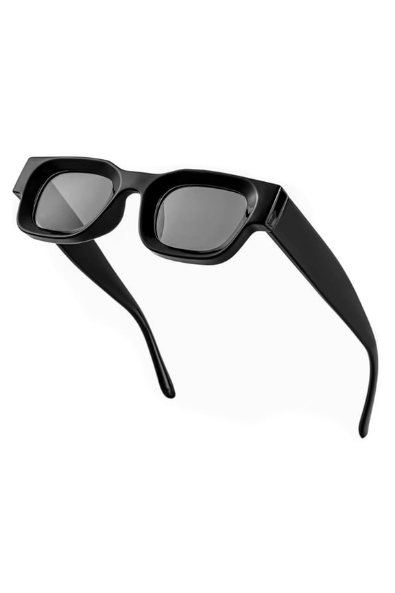 Polarized Unisex Thick Square 3D Frame Design Fashion Sunglasses, Black