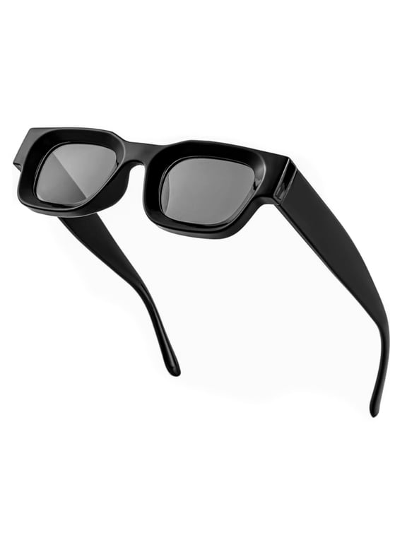 Polarized Unisex Thick Square 3D Frame Design Fashion Sunglasses, Black