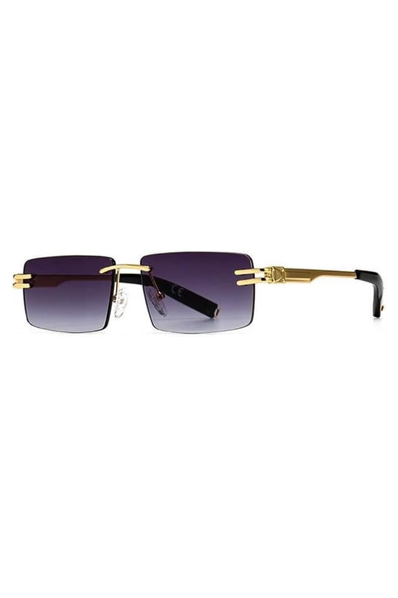 Unisex Rimless Sunglasses, Purple Gold Frame
