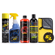 Street Legal Complete Car Care Kit Bundle   Blue Beast Degreaser 32 oz, Red Cherry Raptor Wash & Wax 32 oz, Tire Shine 14 oz, Kryptonite Premium Wax, Microfiber Towel & Air Freshener