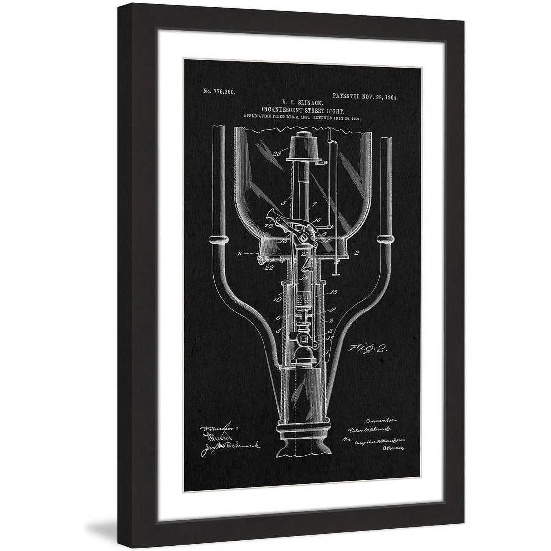 "Street Light 1904 Black Paper" Framed Painting Print